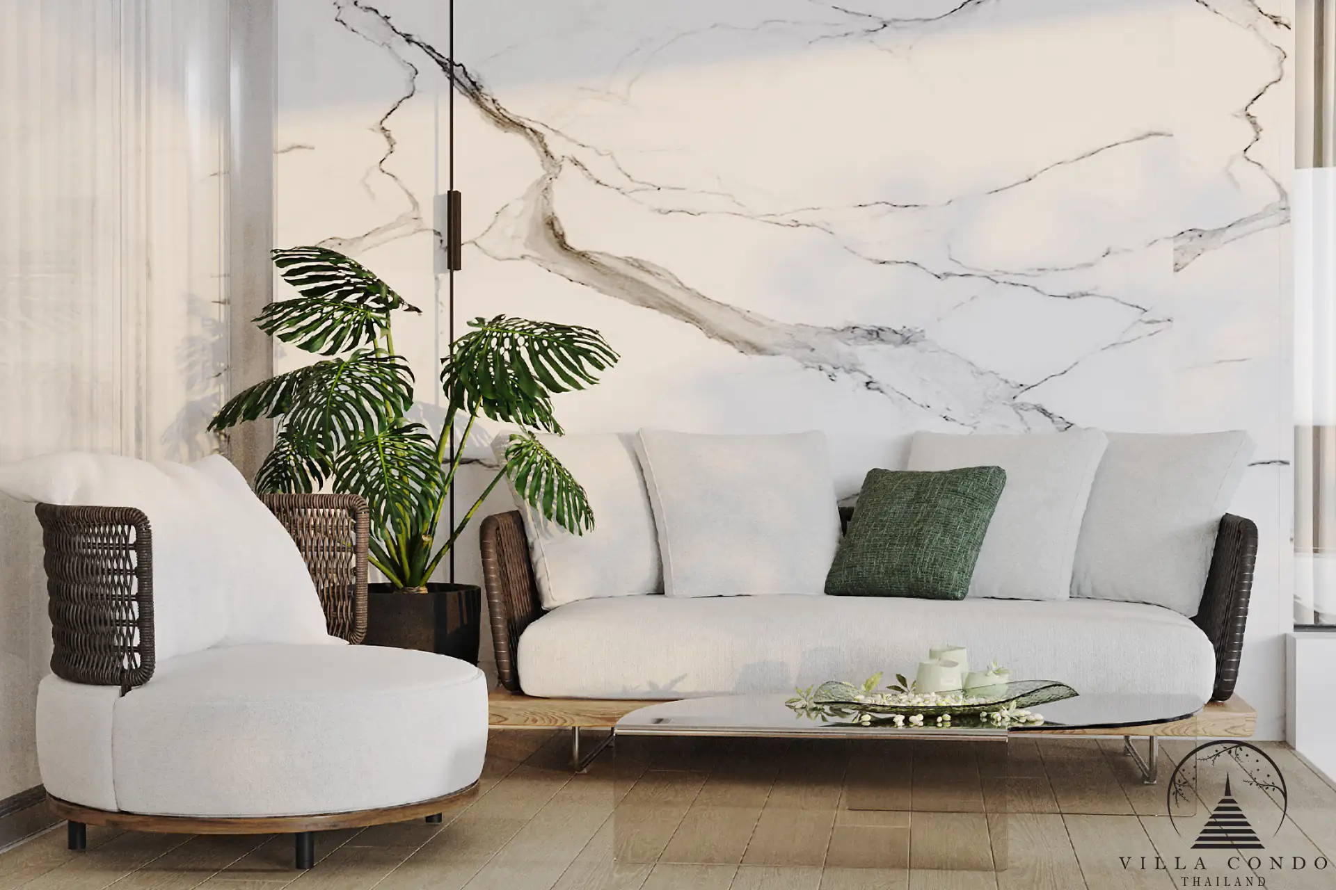 Relaxing Terrace with Comfortable Sofa at Andaman Boutique Residences