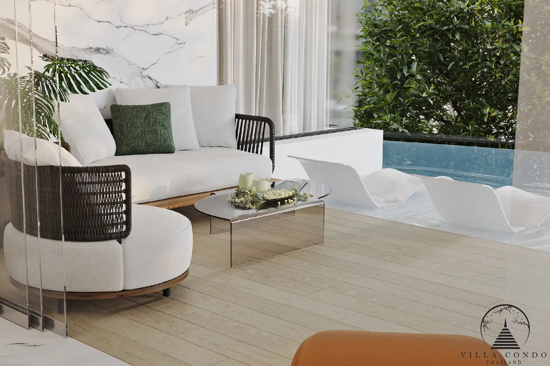 Spacious Balcony with Private Pool at Andaman Boutique Residences