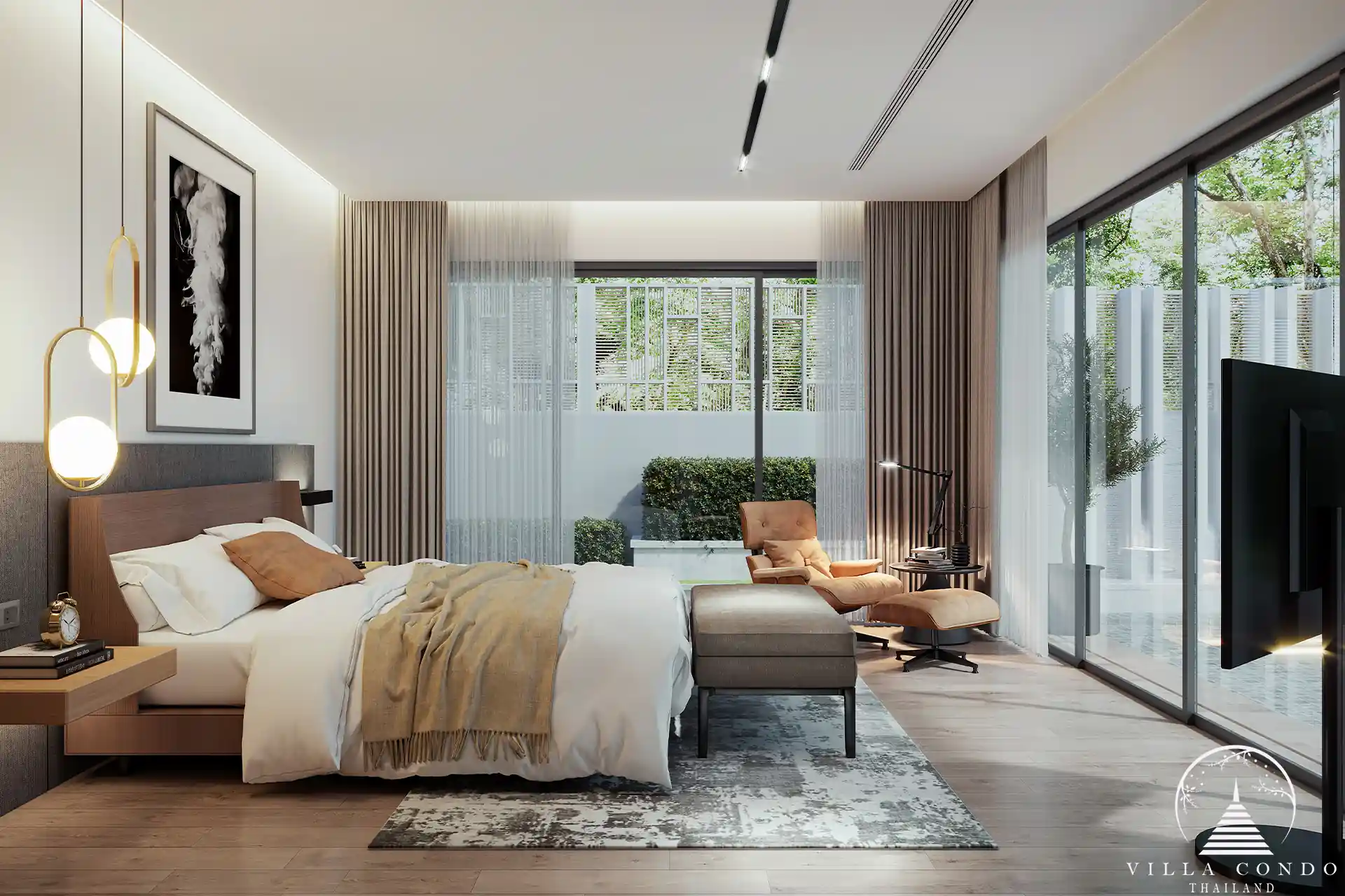 The Laytin Villa Bangtao, showcasing the elegant modern architecture and lush tropical surroundings
