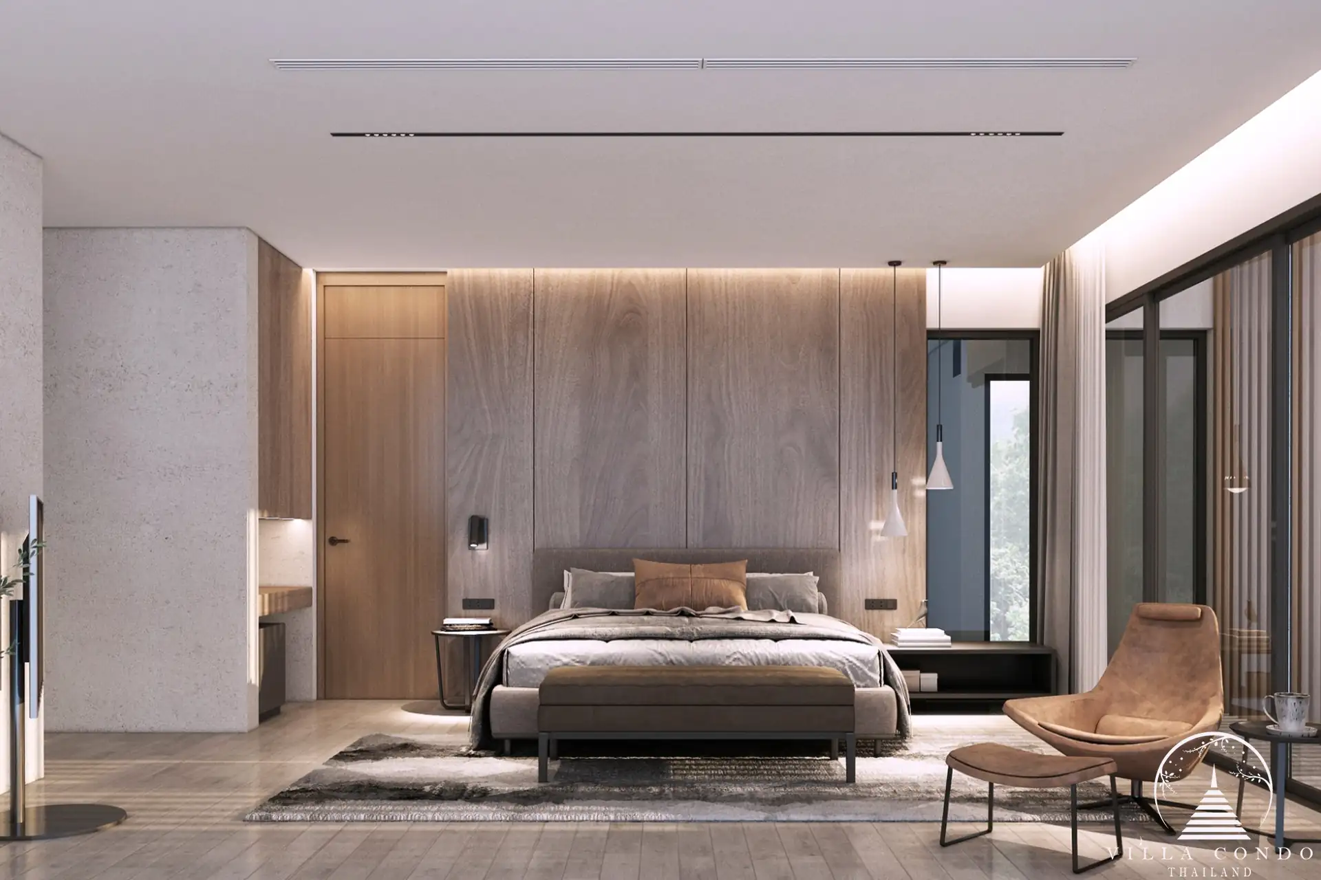 The Laytin Villa Bangtao, showcasing the elegant modern architecture and lush tropical surroundings