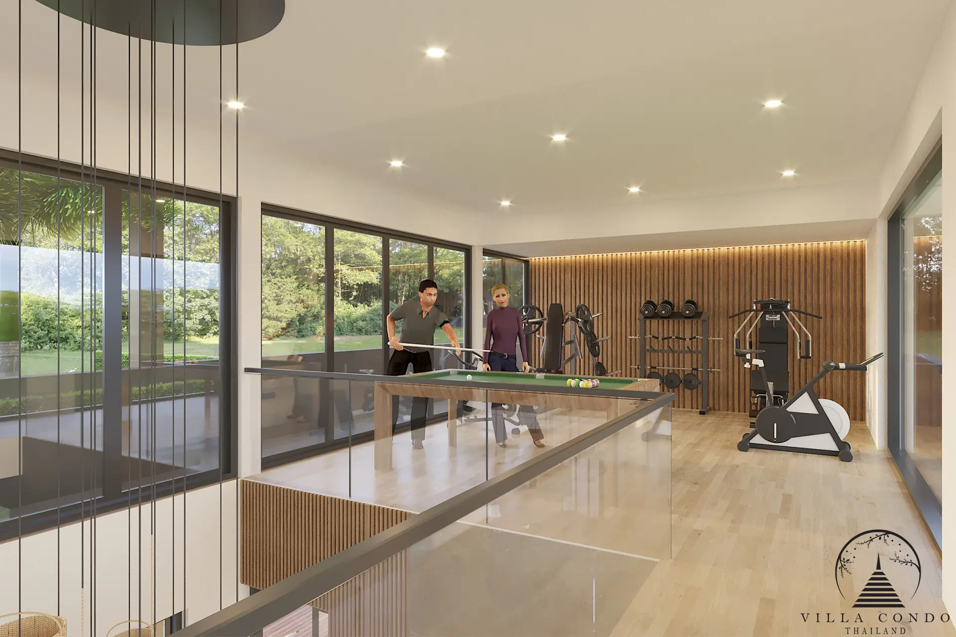 Villa Suksan, showcasing its modern architecture, spacious sundeck, and lush tropical surroundings.