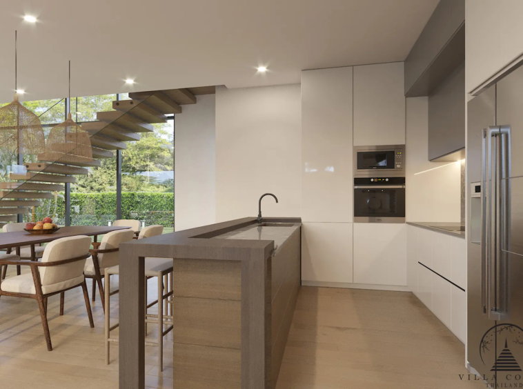 Villa Suksan, showcasing its modern architecture, spacious sundeck, and lush tropical surroundings.