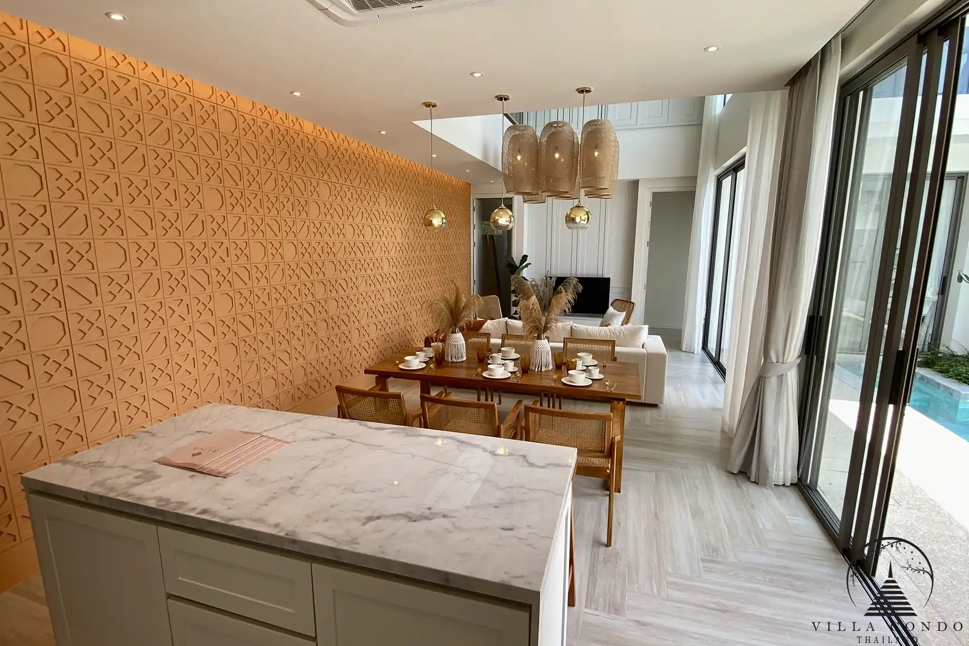 Spacious and elegantly furnished living area in Alisa Pool Villas.