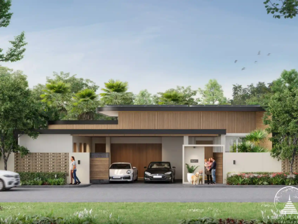 Exterior view of Alinda Villas showcasing modern architecture.