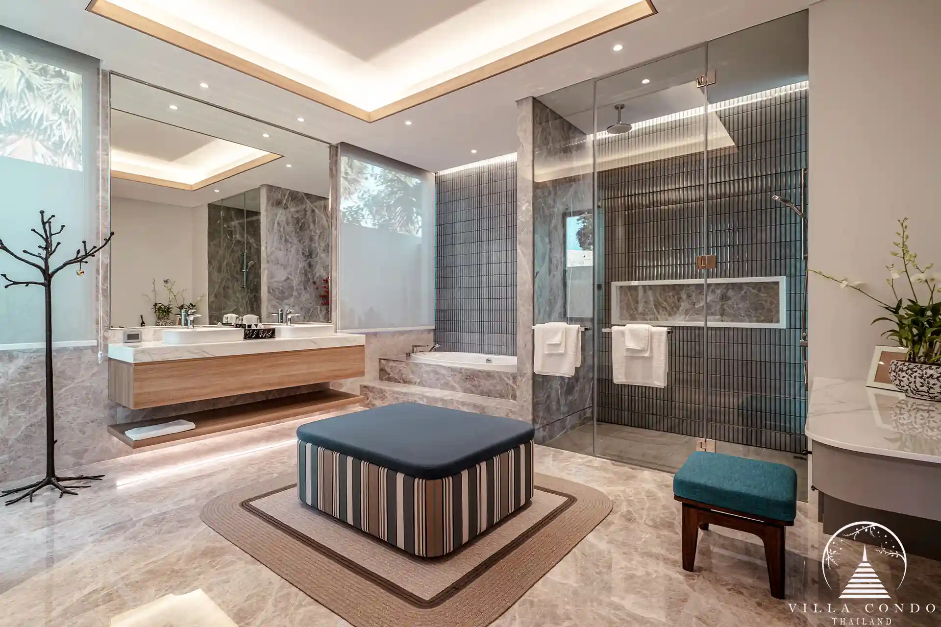 Modern bathroom in Alinda Villas with luxury fittings and fixtures.