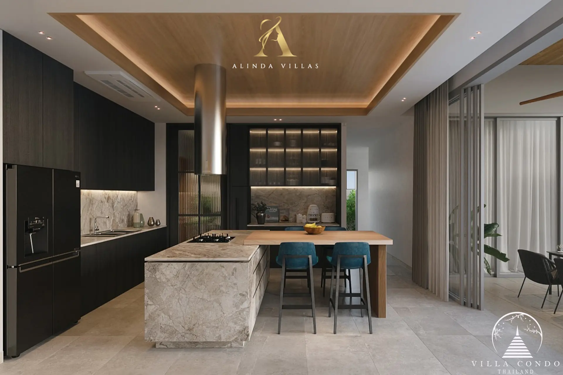 Well-organized pantry in Alinda Villas with ample storage and modern design.