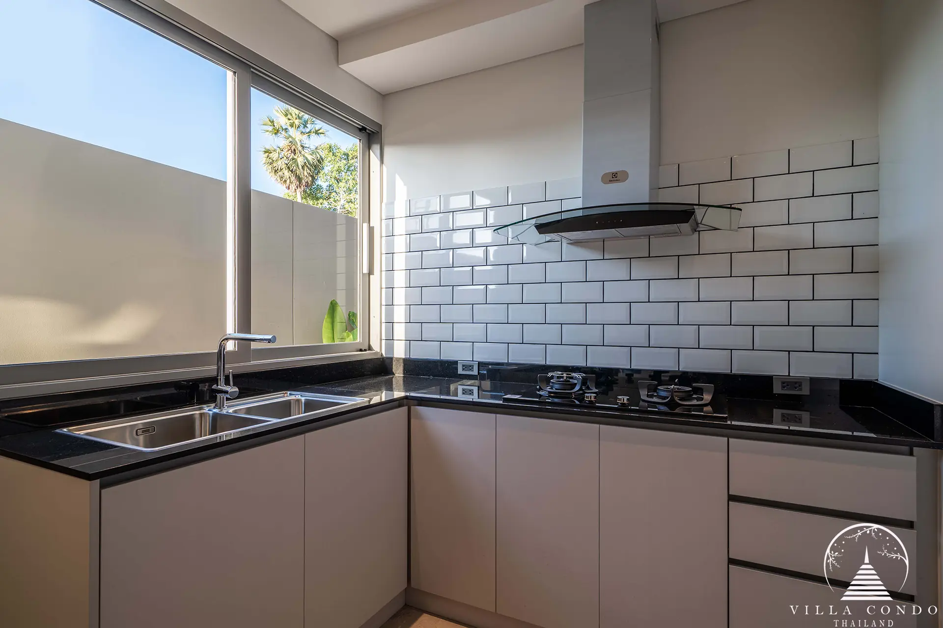 Fully equipped modern kitchen in Alinda Villas.