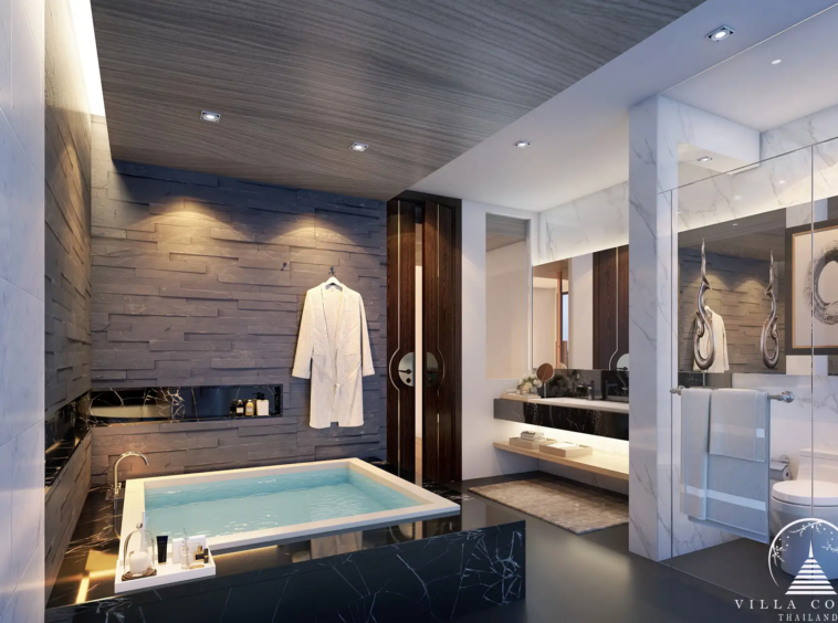 Luxurious master bathroom with a Jacuzzi bathtub.