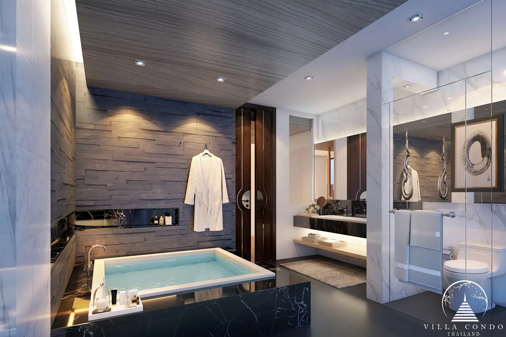 Luxurious master bathroom with a Jacuzzi bathtub.