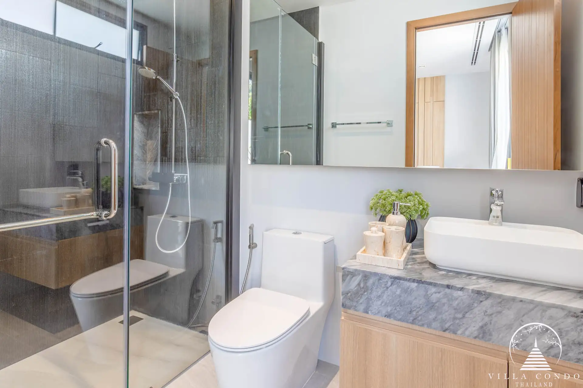 A modern bathroom in Avana Luxury Villa with high-end fixtures.