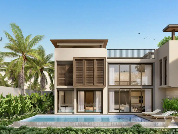 Beautiful outdoor area of a Balco Bangtao Beach villa.