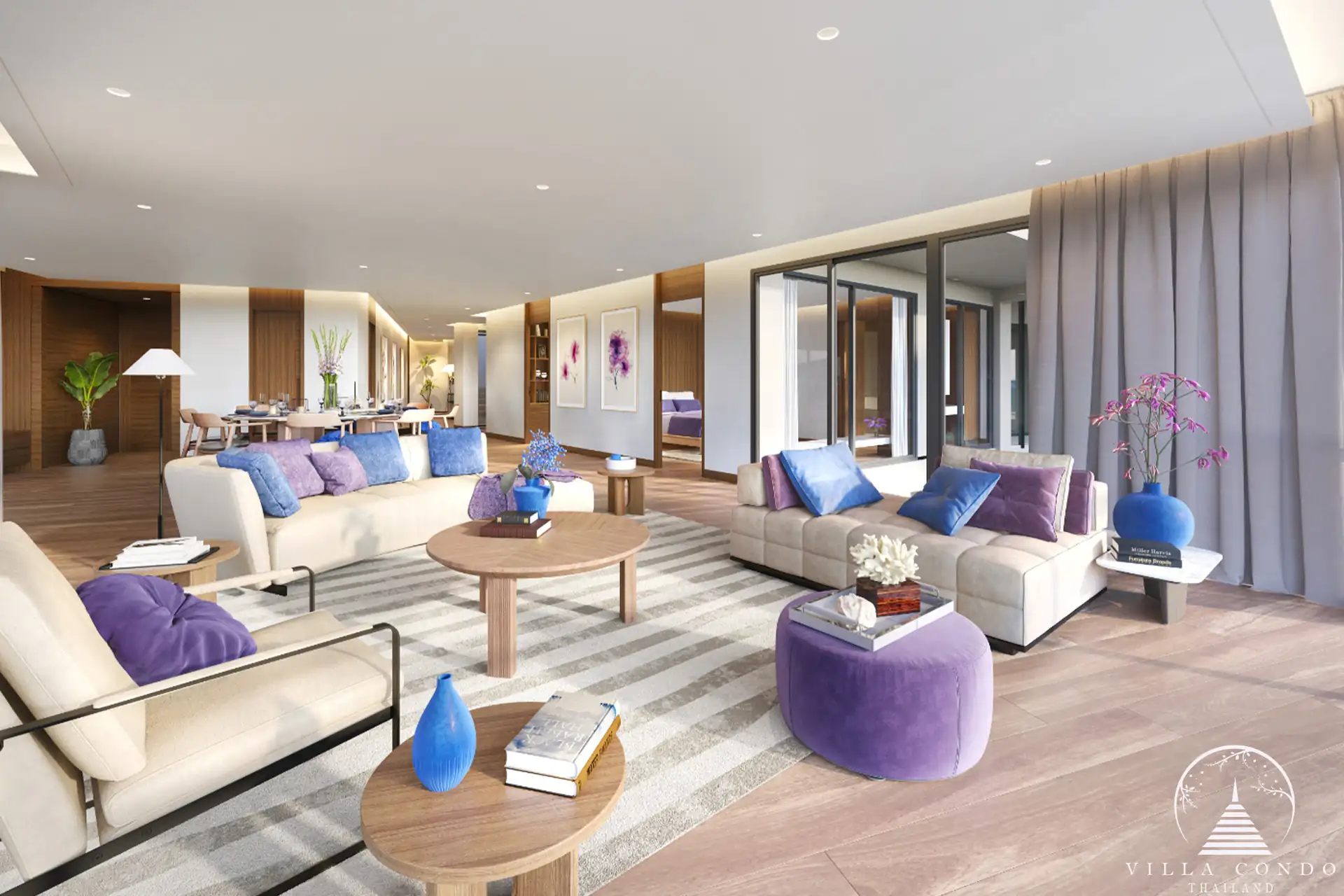 Living area with panoramic sea views in Banyan Tree Seaview Residences.