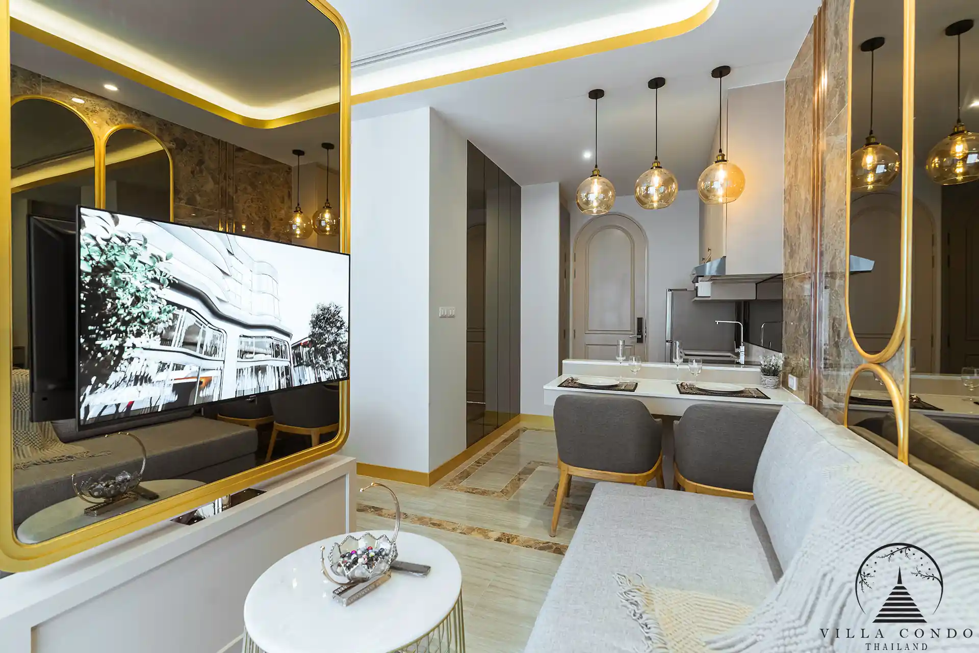 Living area in Bellevue Lagoon condominium