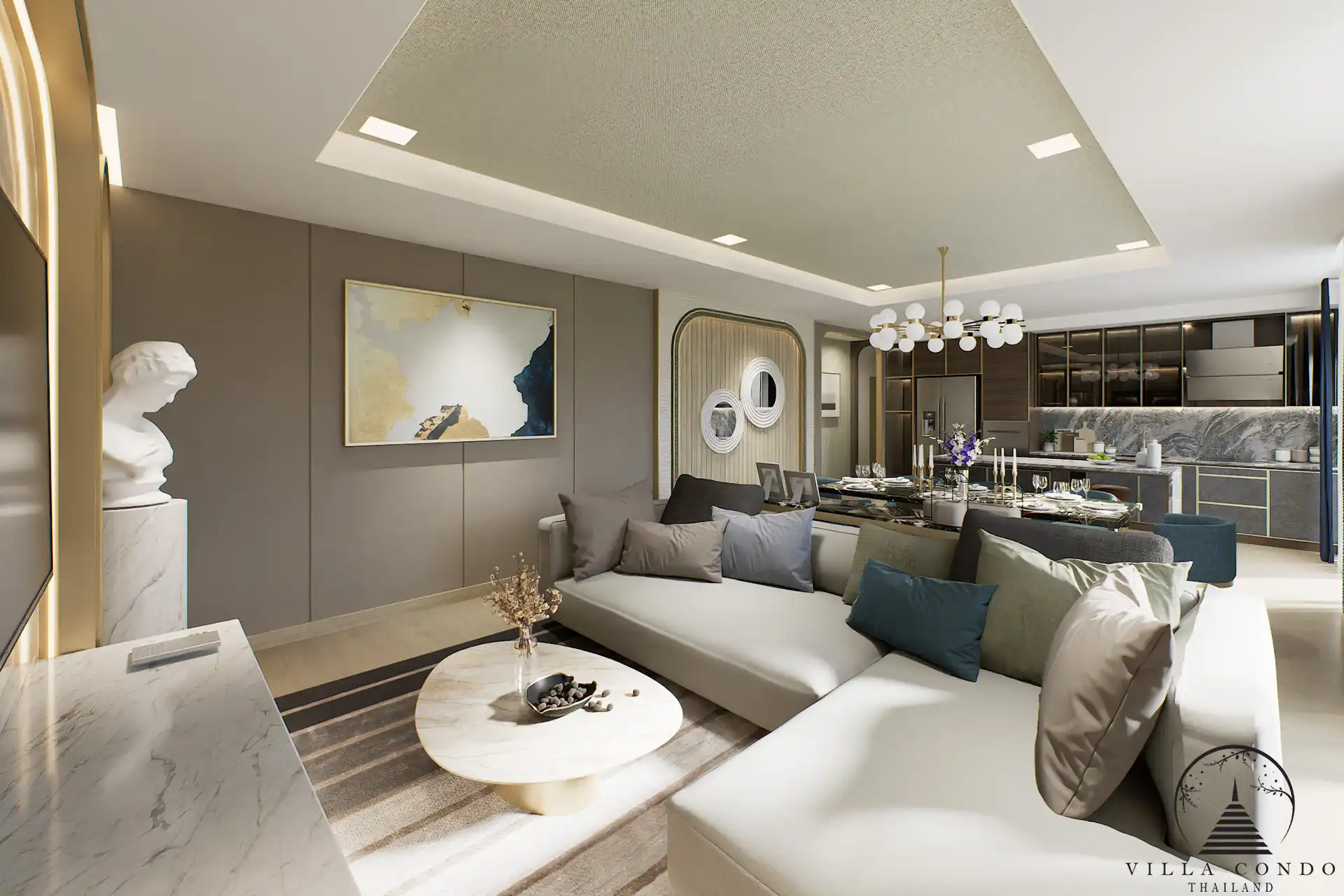 Living area in Bellevue Lagoon condominium