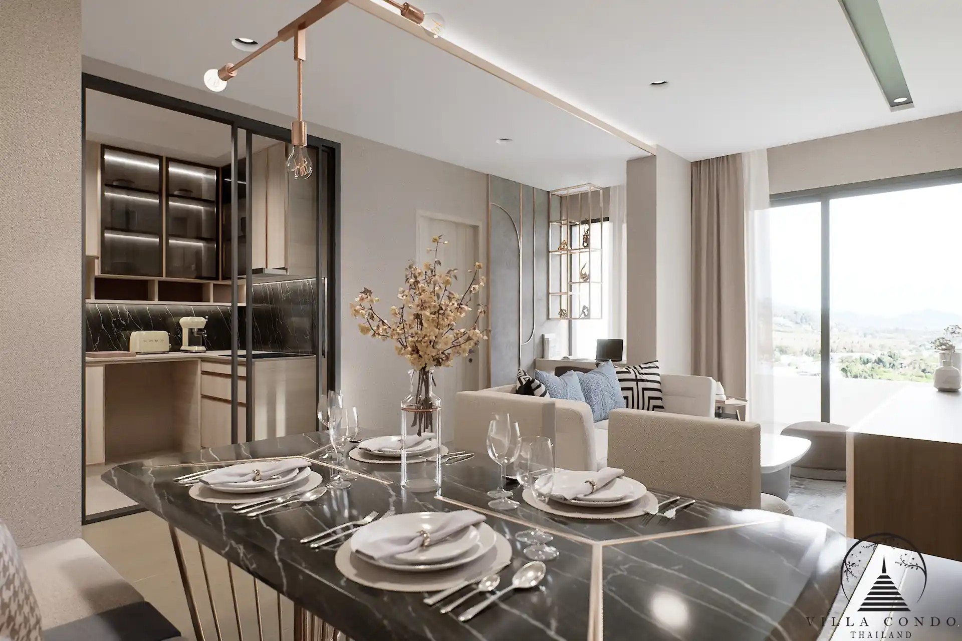 Dining area in Bellevue Lagoon condominium