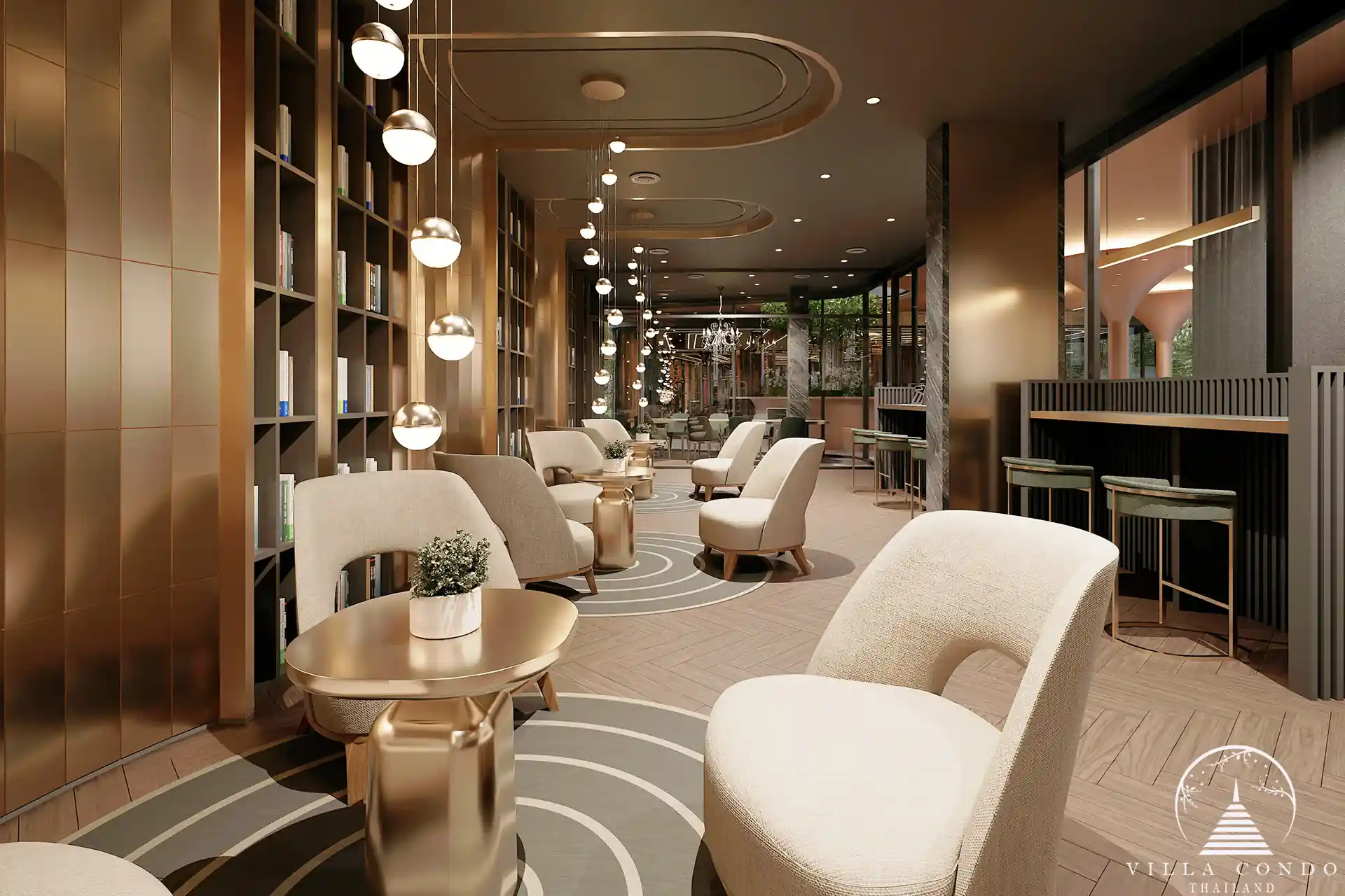 Library in Bellevue Lagoon condominium
