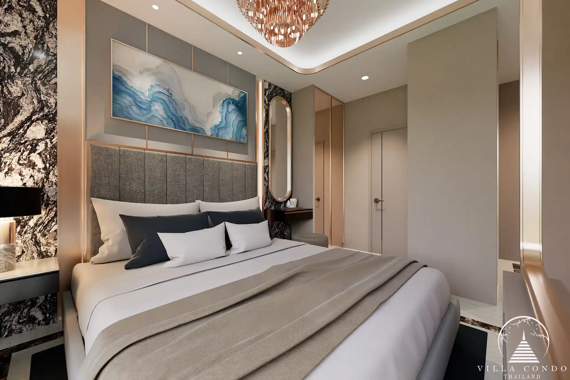 Bedroom in Bellevue Lagoon condominium
