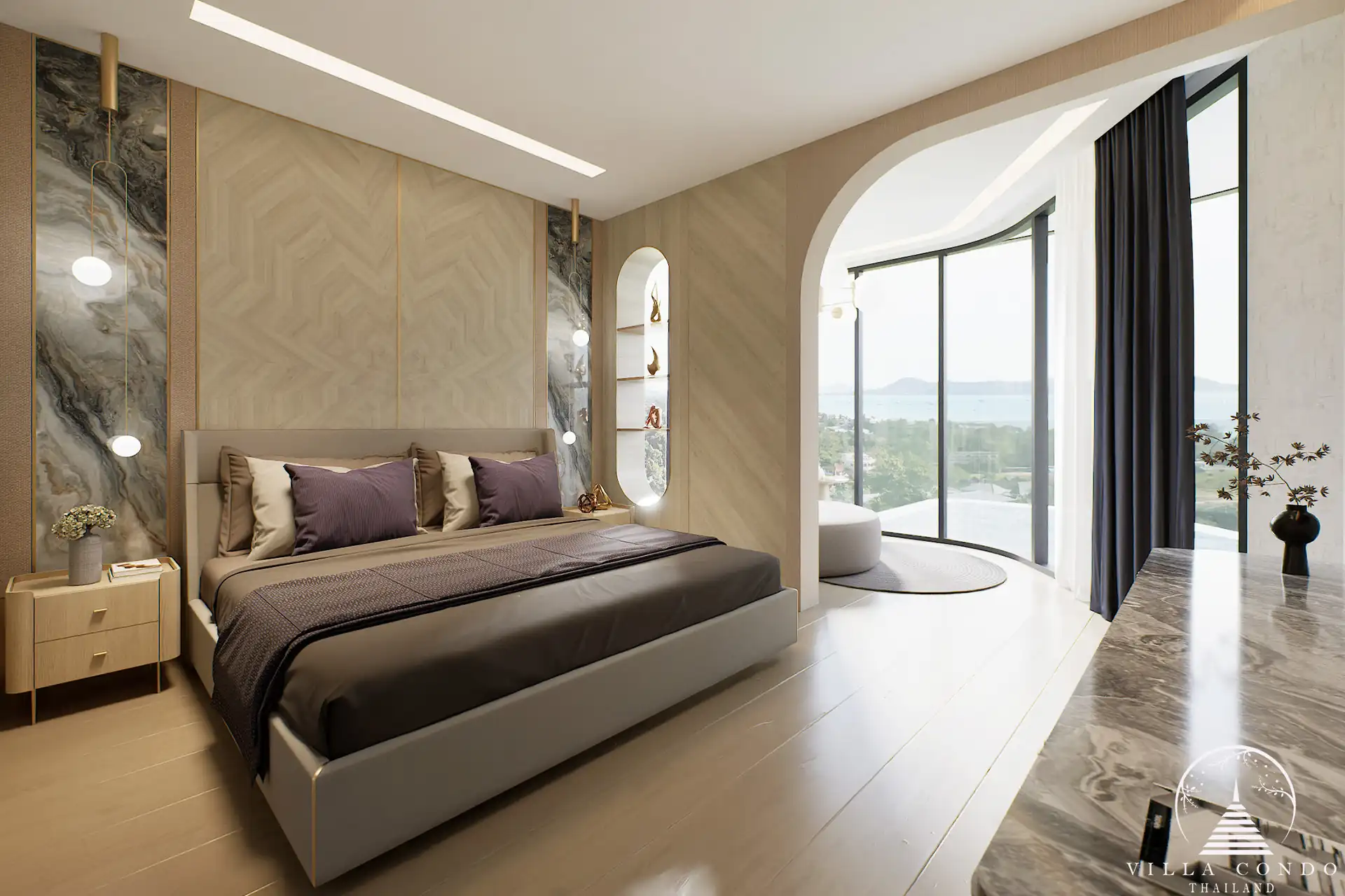 Bedroom in Bellevue Lagoon condominium