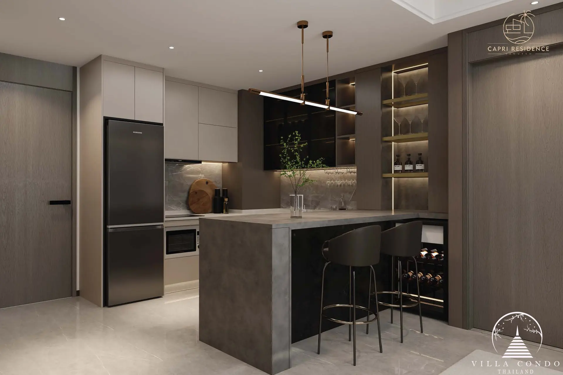 Stylish dining area at Capri Residence Bangtao.