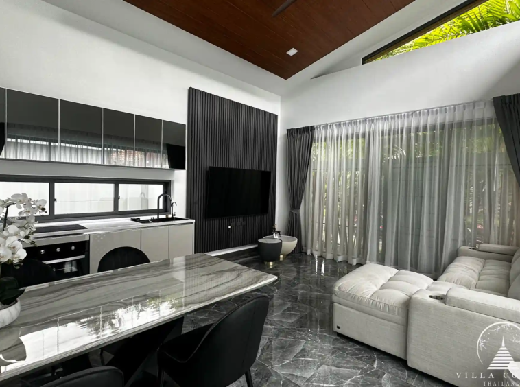 Spacious and elegantly designed living room with modern furnishings.