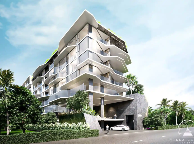 The grand entrance of Enigma Residence with modern design.