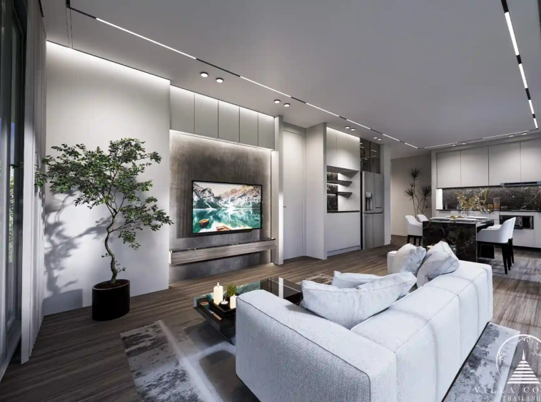 Spacious interior of Enigma Residence with modern decor.