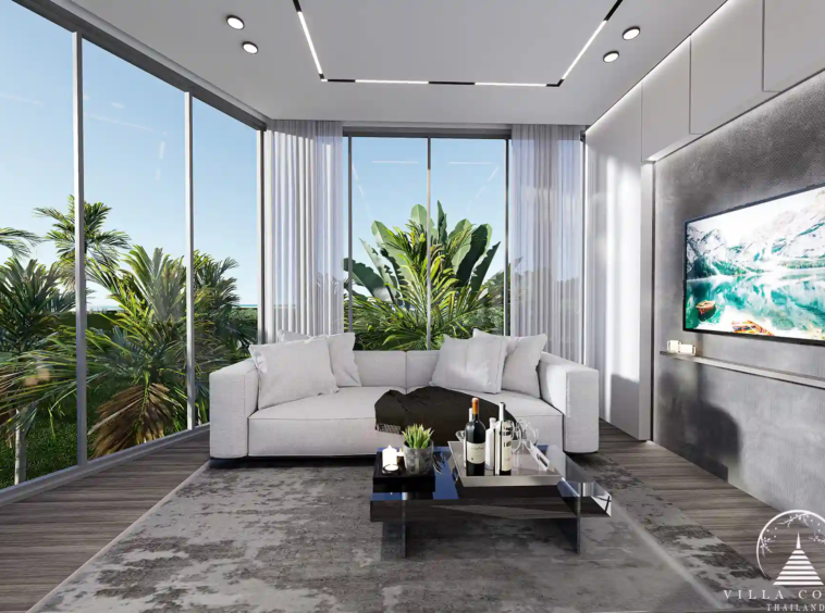 Spacious interior of Enigma Residence with modern decor.
