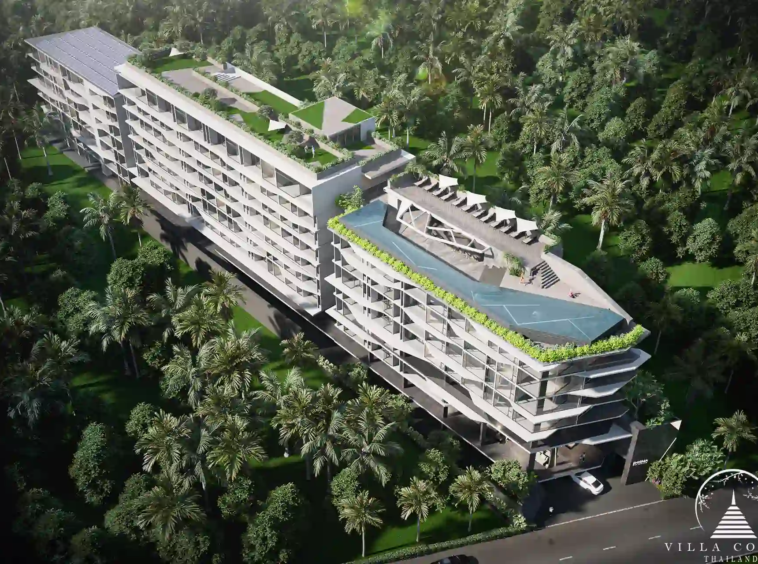 A bird’s eye view of Enigma Residence showing the overall layout and surroundings.