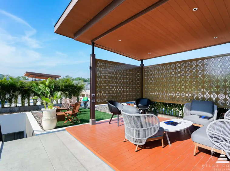 Lush outdoor area at Erawana Grand pool villas in Phuket