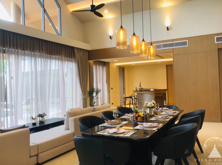 Stylish dining area in a unit at Erawana Grand pool villas in Phuket