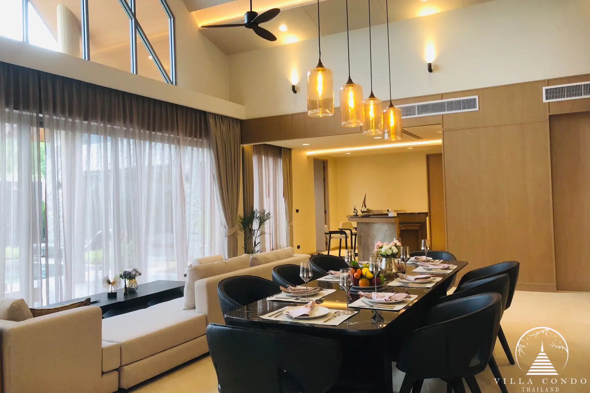 Stylish dining area in a unit at Erawana Grand pool villas in Phuket