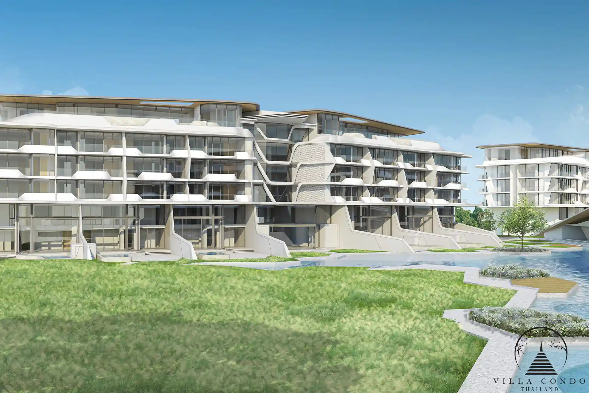 Beautifully landscaped common garden at Botanica Hythe Condominium