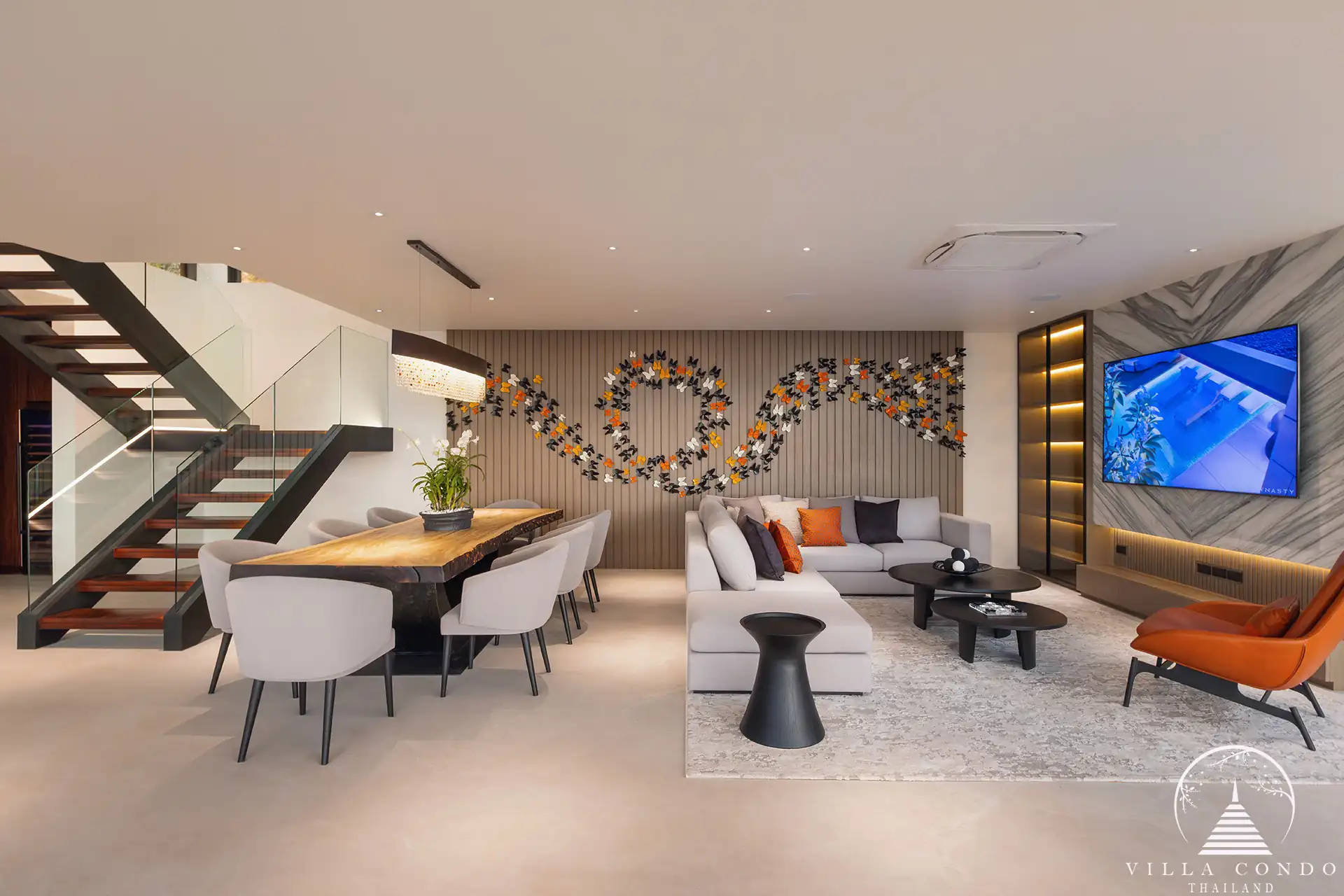 Open-plan living area in ISOLA II villa