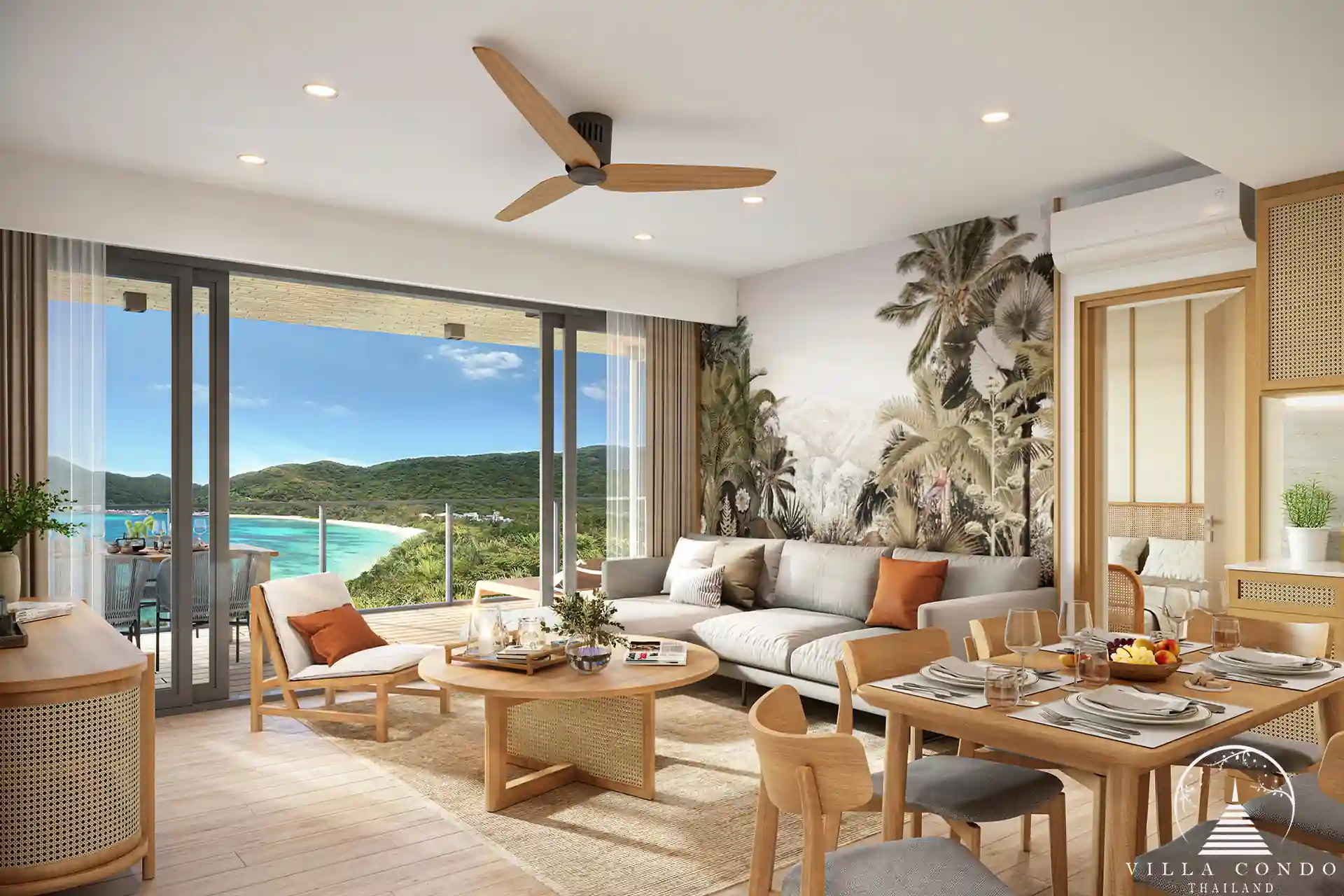 Spacious living area with a view at Laguna Seaside Residences.