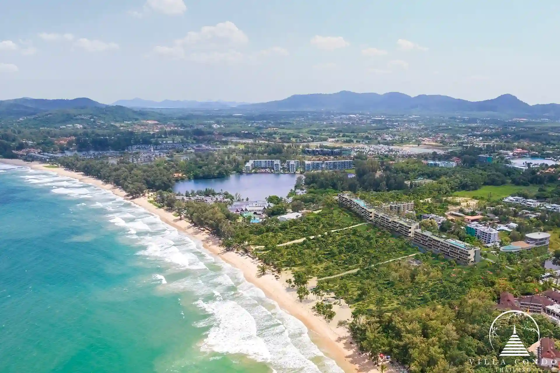 Bird's eye view of Laguna Seaside Residences and surroundings.