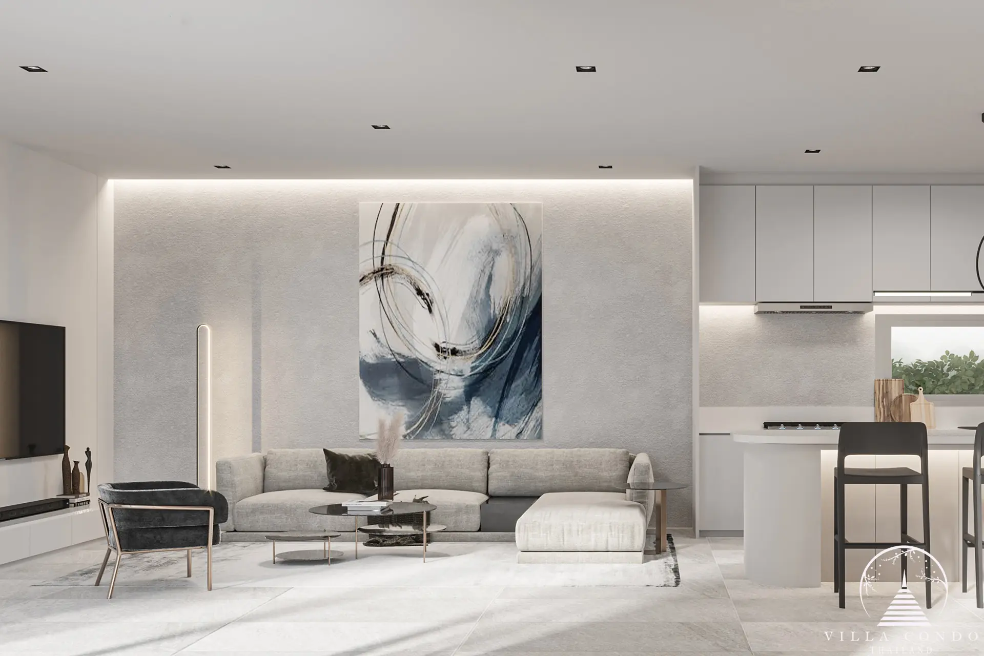 Spacious living area in Lay Pearl Villas in Rawai, Phuket