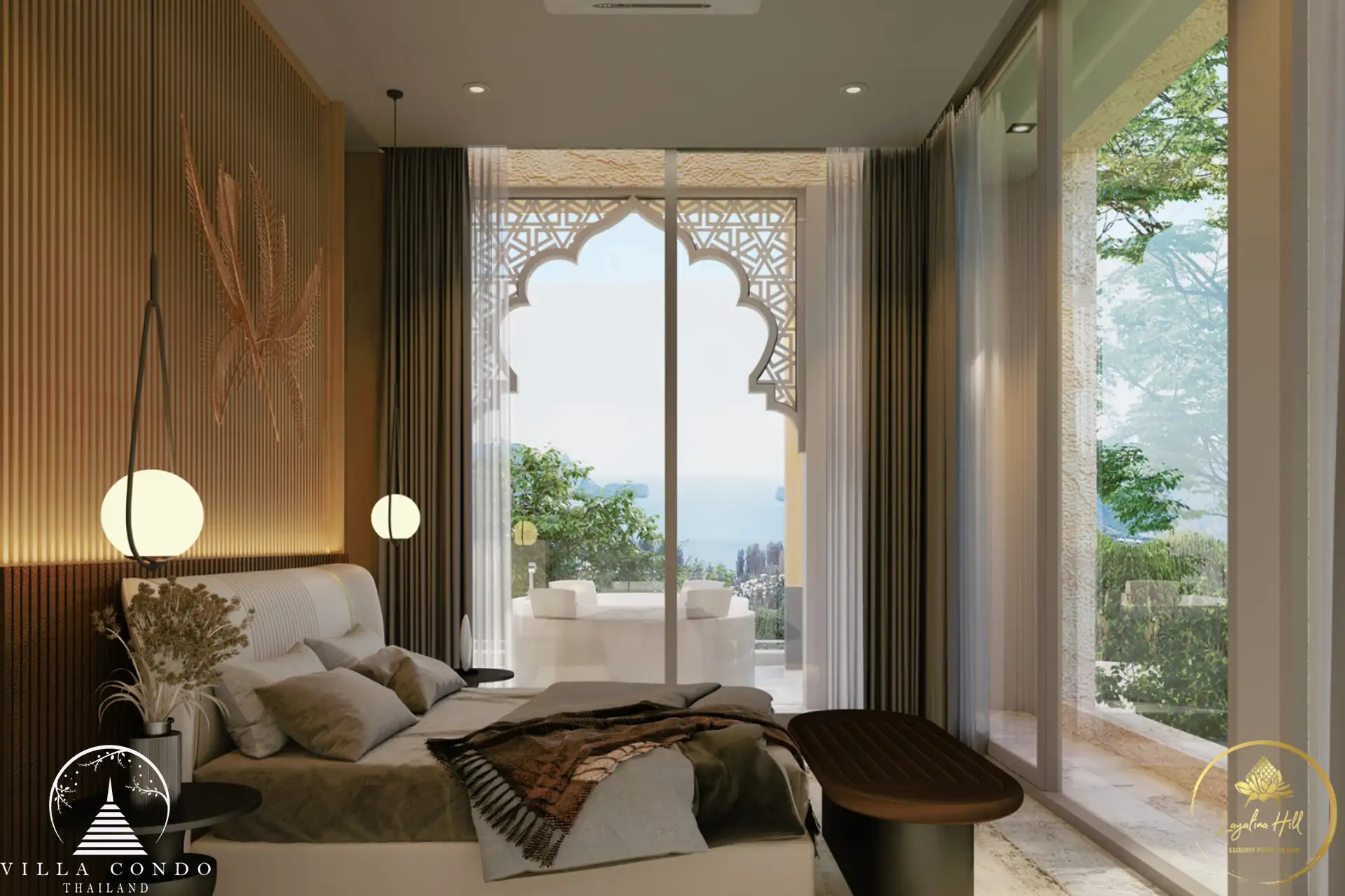 Luxurious bedroom in Layalina Hill Luxury Pool Villas in Kamala, Phuket