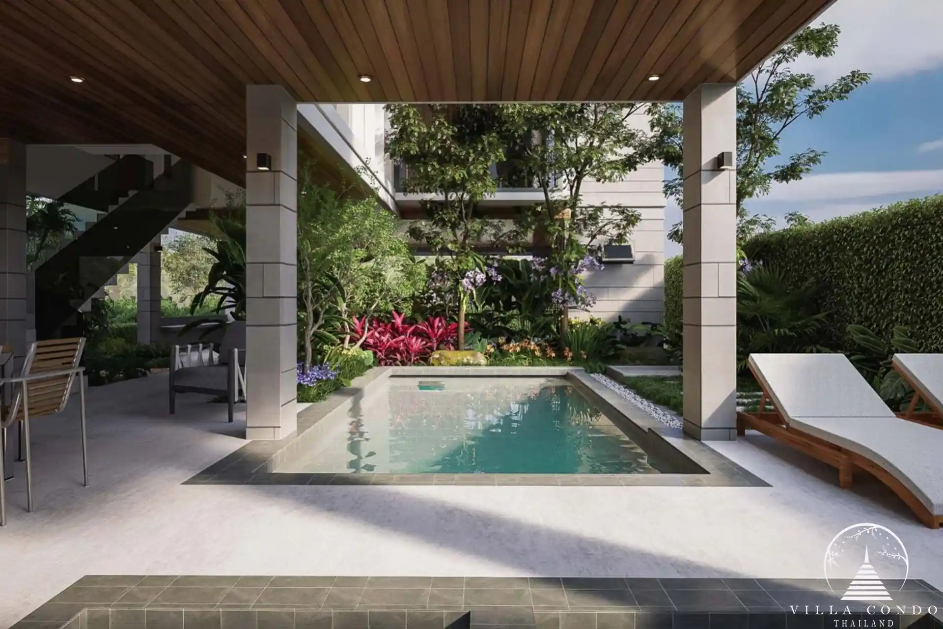 Serene garden area at Marquis Estates villa in Phuket