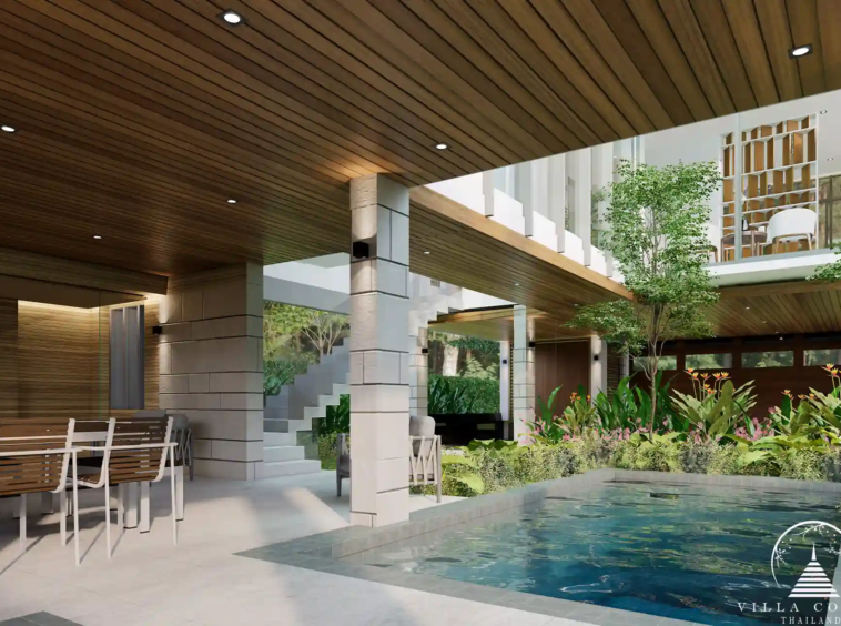 Lush outdoor area at Marquis Estates villa in Phuket