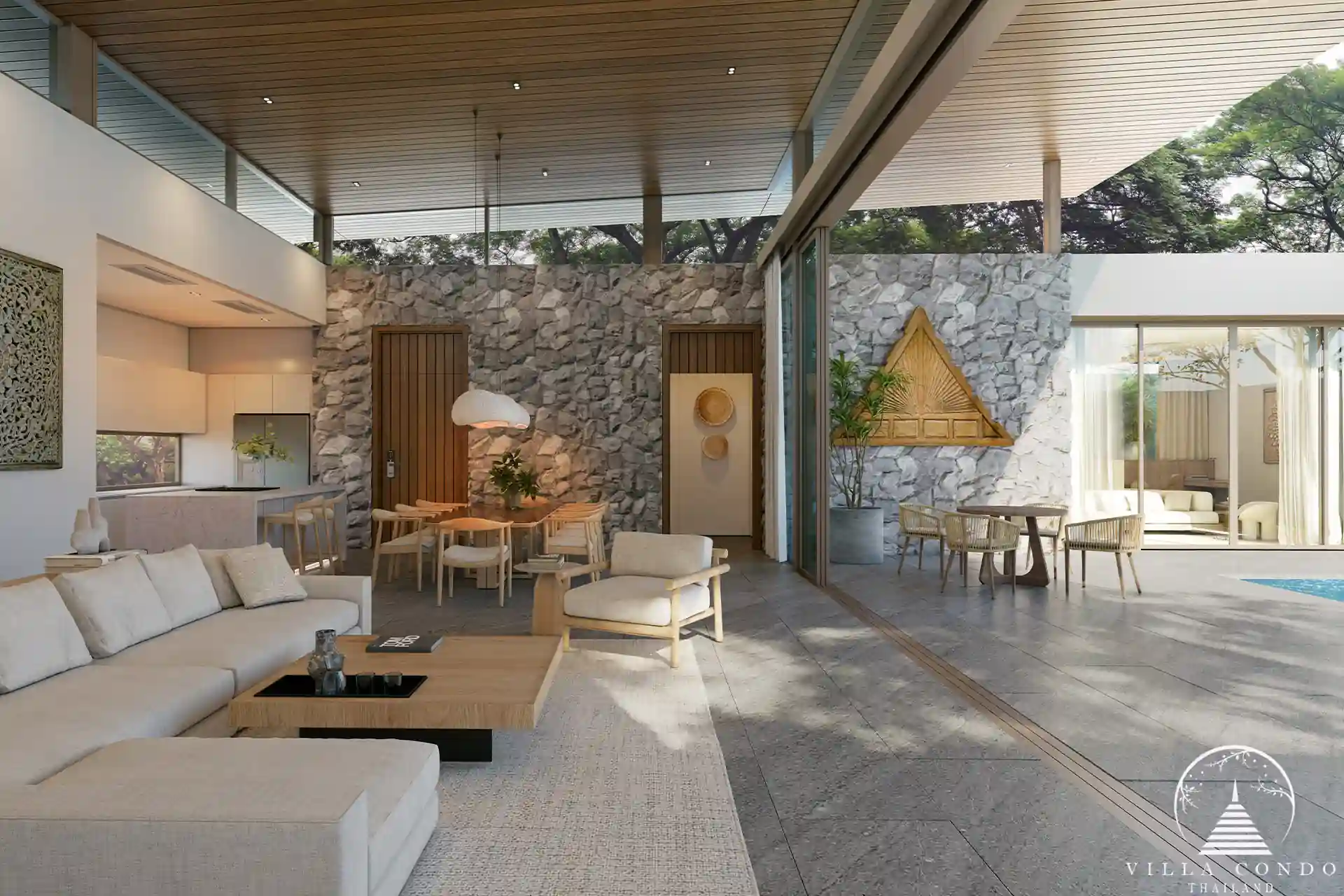 Modern interior of Mono Champaca villa