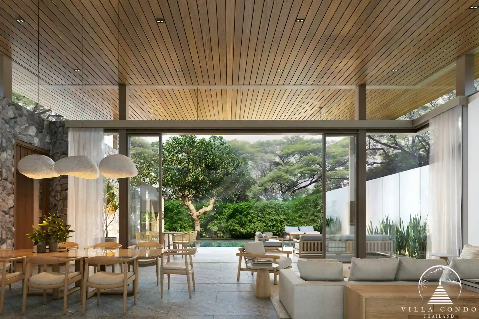 Comfortable living area in Mono Champaca villa