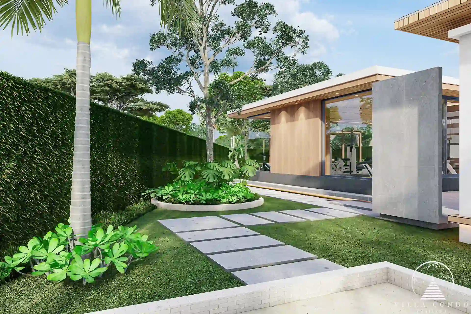 Lush garden area in Mouana Breeze Mai Khao development