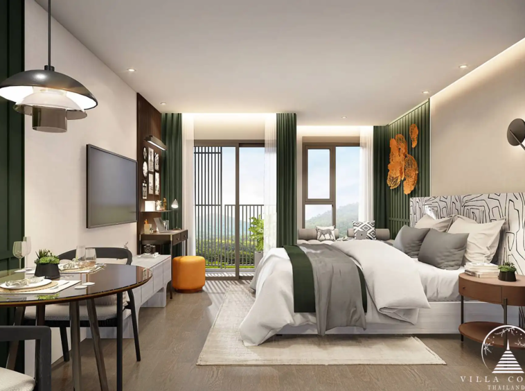 Spacious bedroom in a unit at Origin Kathu Patong Condominium in Phuket