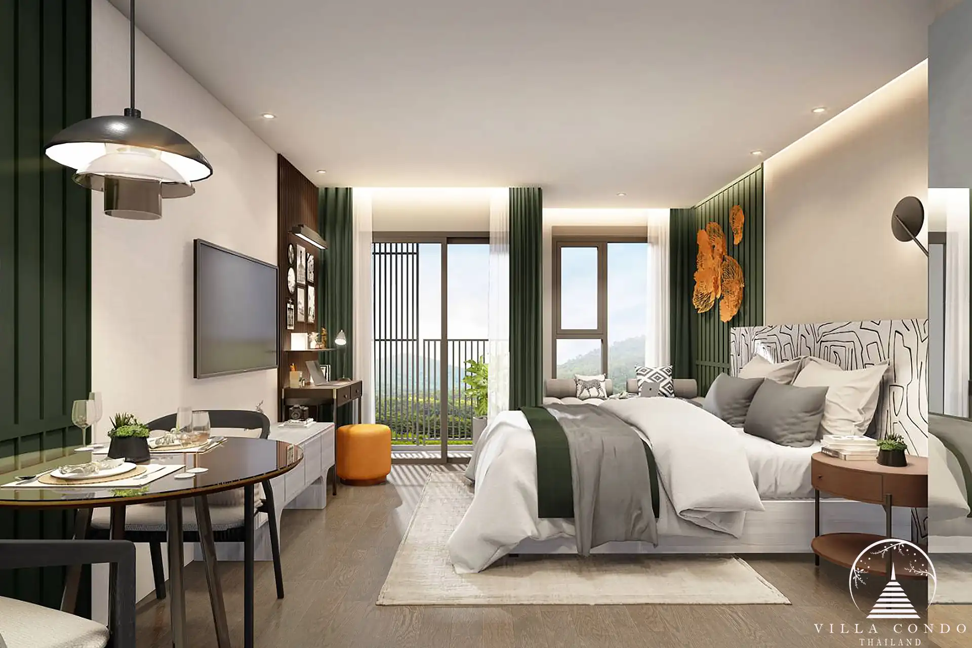 Spacious bedroom in a unit at Origin Kathu Patong Condominium in Phuket
