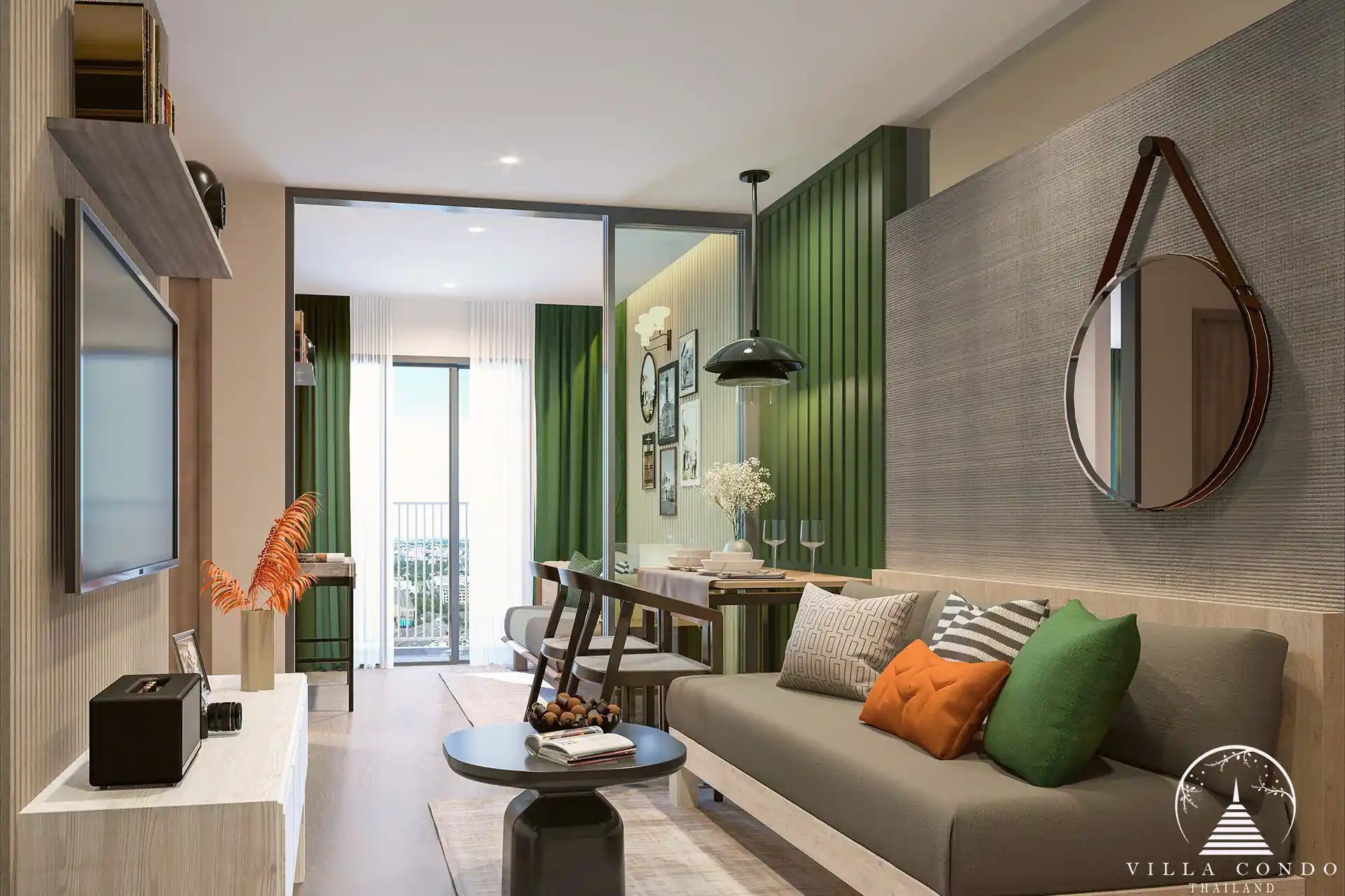 Spacious living area in a unit at Origin Kathu Patong Condominium in Phuket