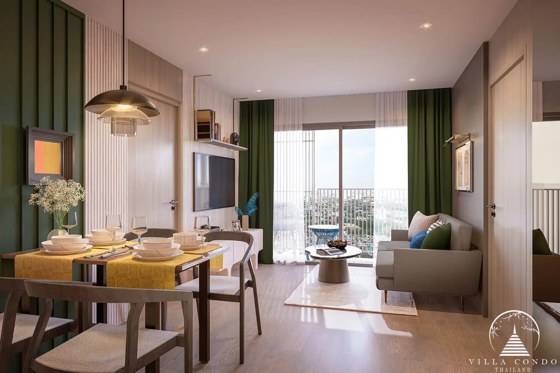 Stylish dining area in a unit at Origin Kathu Patong Condominium in Phuket
