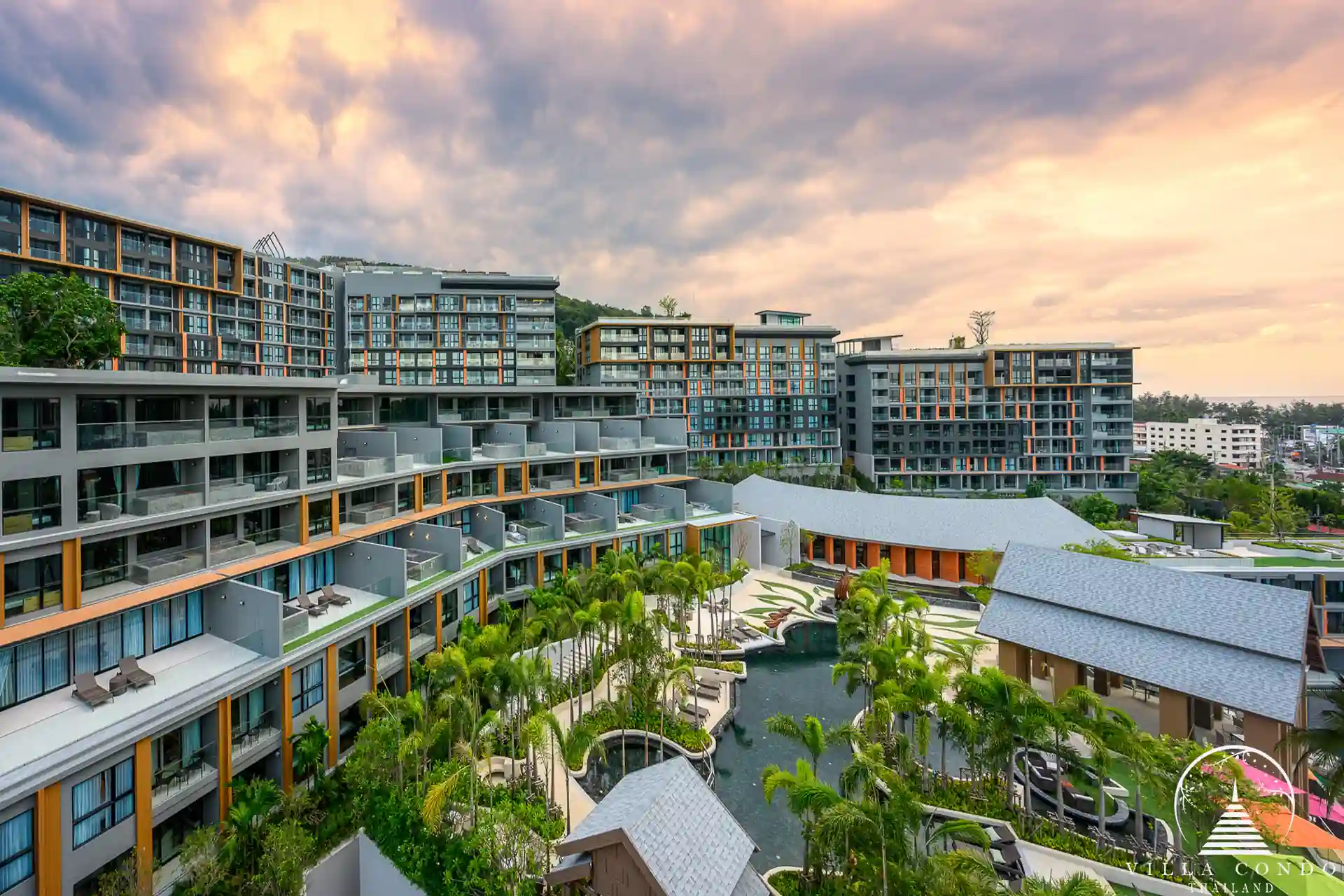 Private outdoor area with swimming pool at Panora Sea View Condominium.