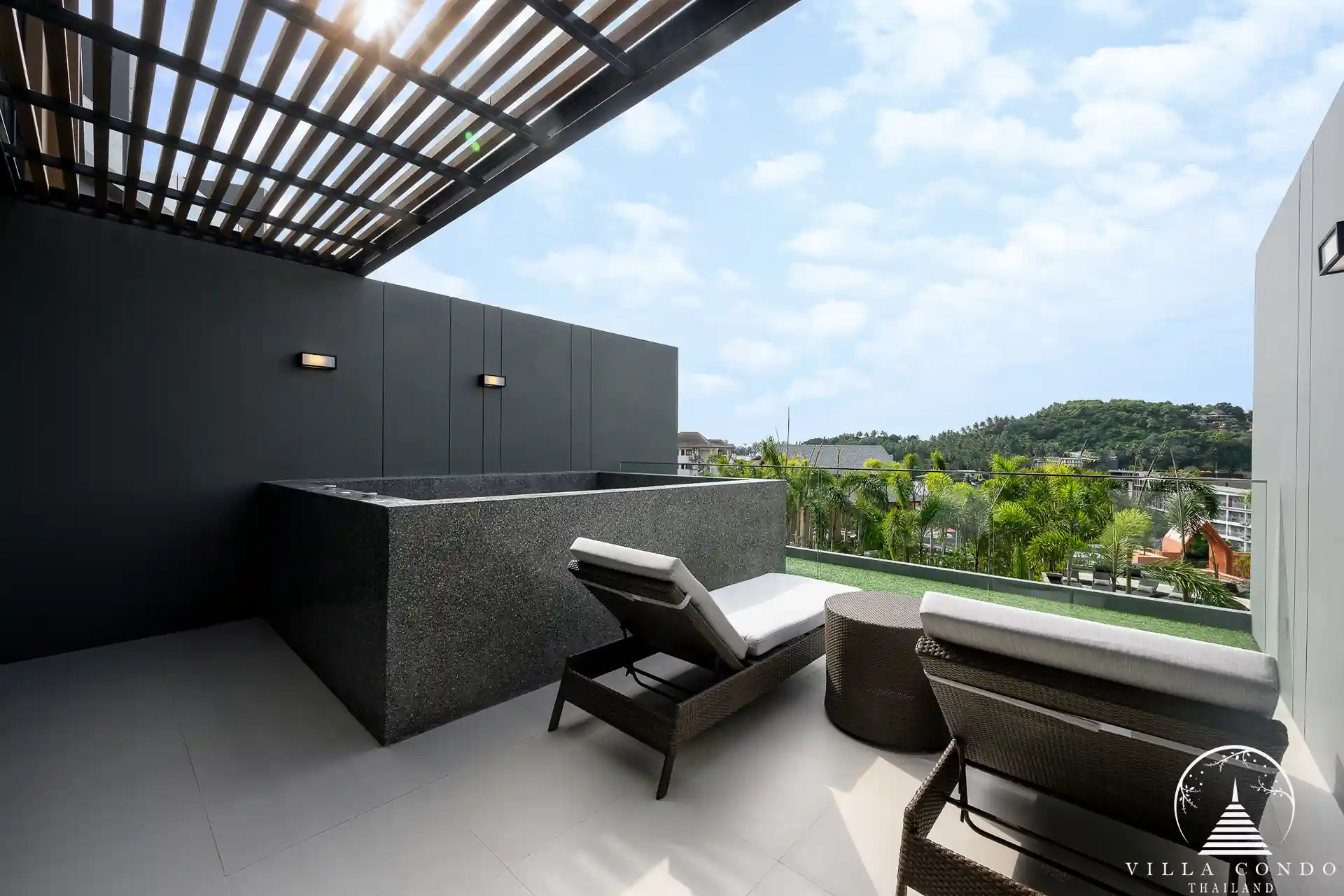 Balcony with private Jacuzzi at Panora Sea View Condominium.