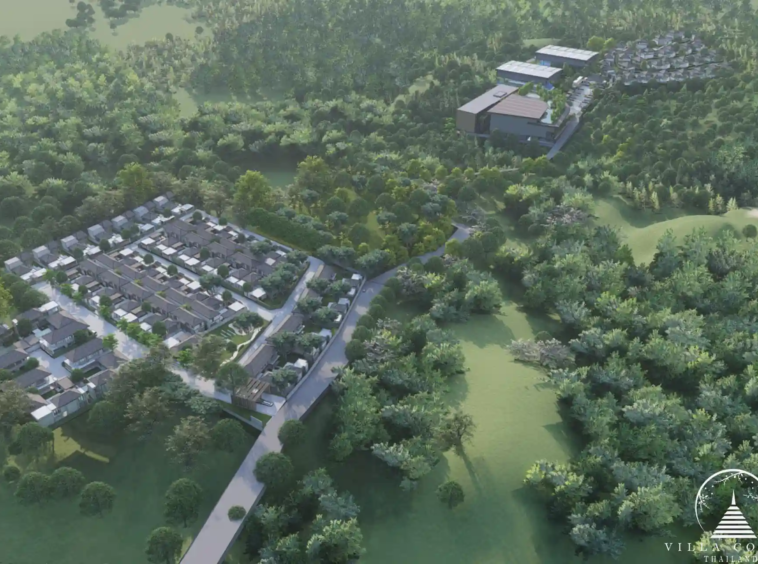 Bird’s eye view of QAV Residence, showing the overall layout and surrounding landscape.