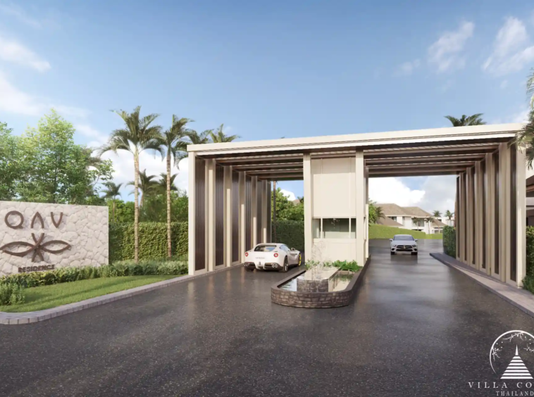 The grand entrance of QAV Residence with modern design.